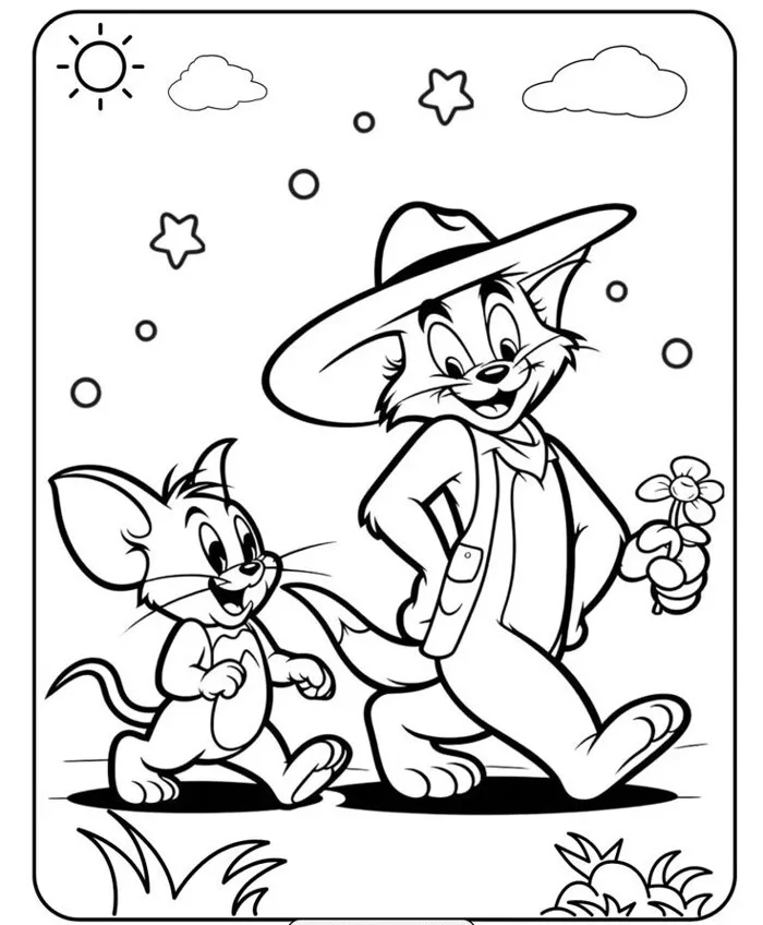 Tranh tô màu ''Tom và Jerry'' tinh nghịch, bé mầm non thỏa thích tạo ra bức  tranh vui nhộn