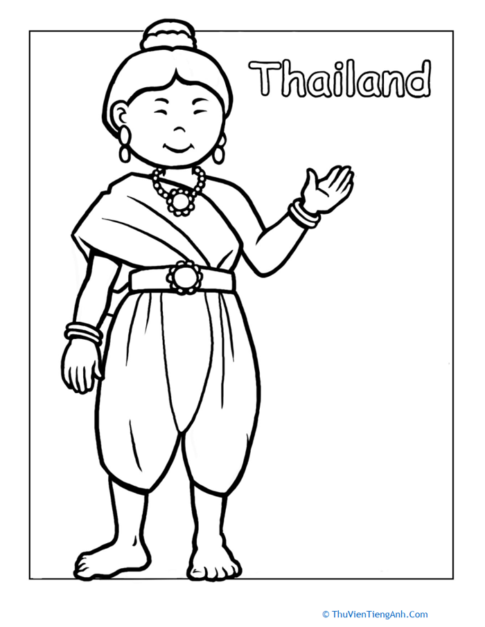 Thai Traditional Dress Coloring Page - Thư Viện Tiếng Anh