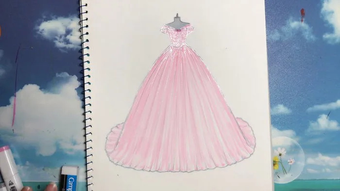 How to draw a wedding dress 23 - Vẽ Váy Cưới - An Pi TV Coloring