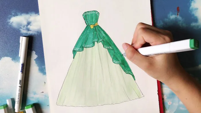 How to draw a wedding dress 26 - Vẽ Váy Cưới - An Pi TV Coloring