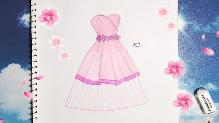 Draw a short wedding dress 12 - Vẽ Váy Cưới 12 - An Pi TV Coloring