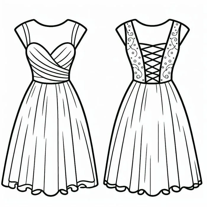 Tô màu 2 Chiếc Váy Dạ Hội - Trang Tô Màu Cho Bé