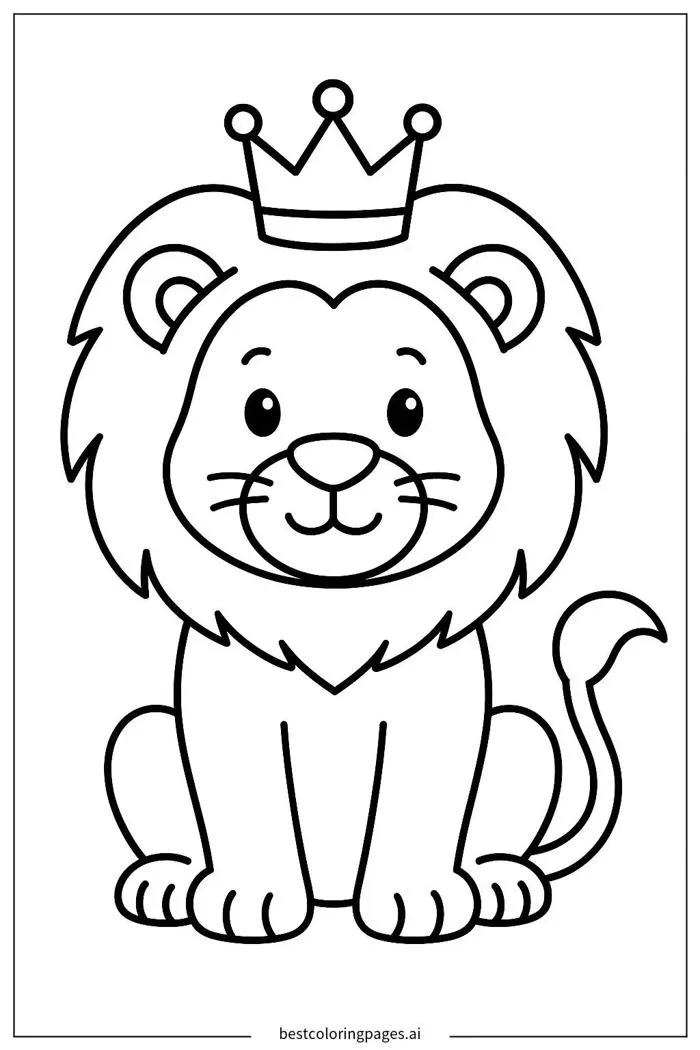 Sư tử đội vương miện Trang tô màu - In miễn phí | BestColoringPages AI