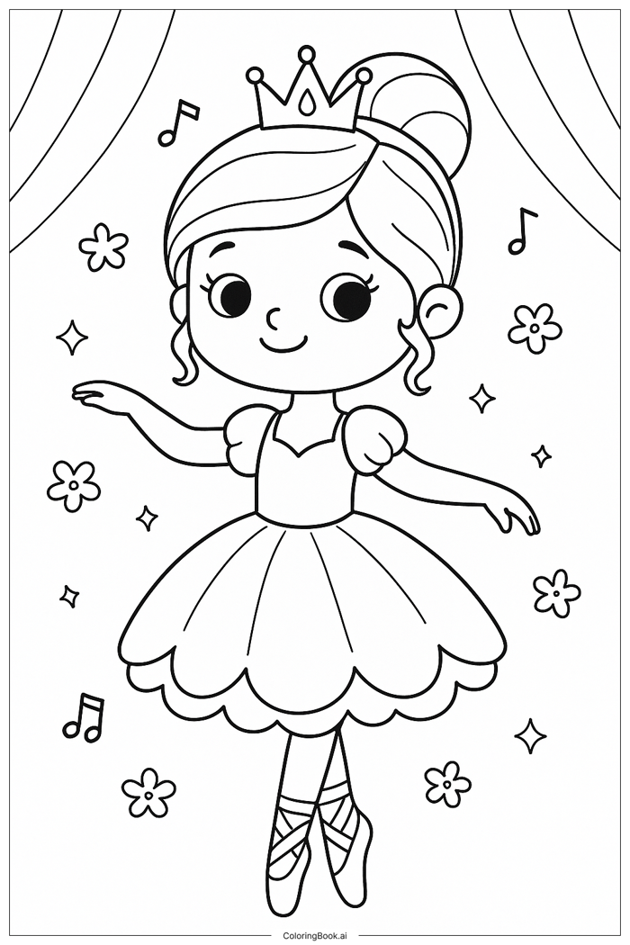 Trang Tô Màu Công chúa ba lê đội vương miện (Có thể In Miễn Phí dưới định  dạng PDF & PNG)