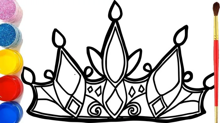 #Princess Crown #Drawing and #Coloring for kids | #Bé Tập #vẽ | Vẽ Vương  miện công chúa Và Tô Màu