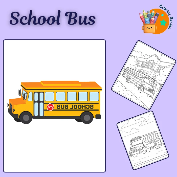 Set 50/25 tờ tranh tô màu, tranh tập tô cho bé hình xe buýt trường học  School Bus giấy A4, A5 T0498SB | Shopee Việt Nam