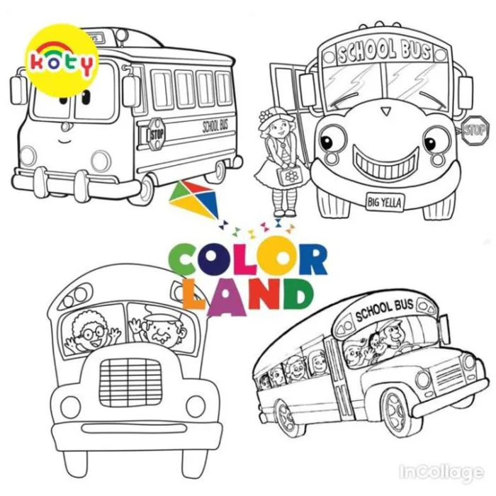 Tranh Tô Màu School bus xe buýt - Bộ 10 Tờ Tranh Tô Màu Dành Cho Màu Sáp Màu  Chì - TRANH TÔ MÀU KOTY Tranh Tô Màu Kích Thước A4 A5