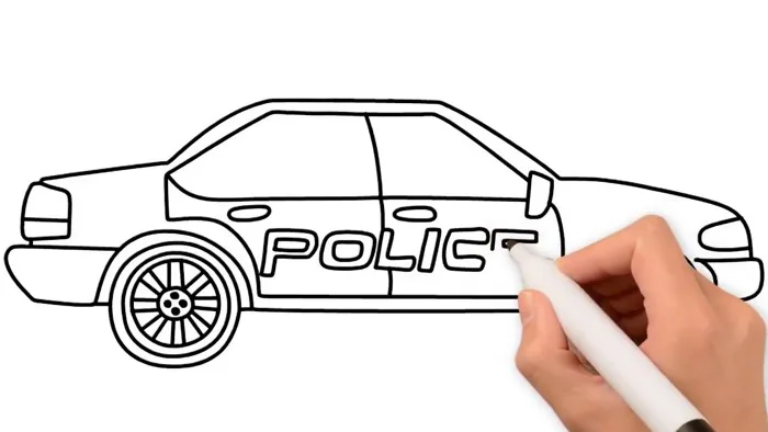 Cách vẽ tranh tô màu Xe ô tô cảnh sát || How to Draw Police Car