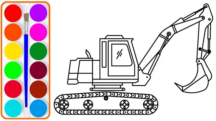 Xe cần cẩu cho bé vẽ và tô màu | Dạy bé vẽ | Dạy bé tô màu | Crane Truck  drawing and coloring