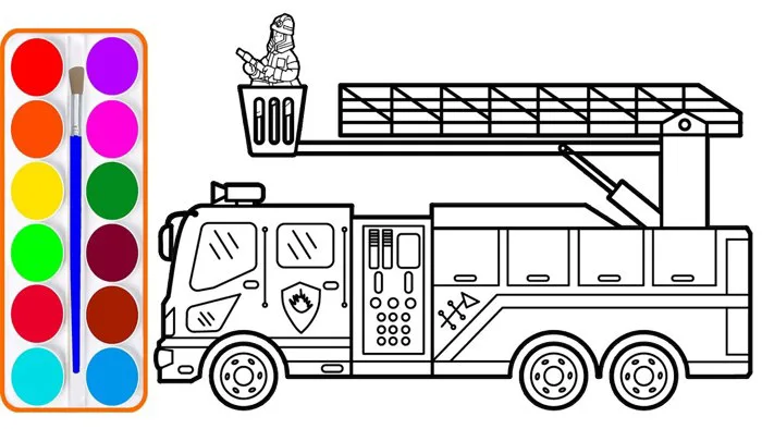 Xe cứu hỏa cho bé vẽ và tô màu | Dạy bé vẽ | Dạy bé tô màu | Fire truck  drawing and coloring for kid