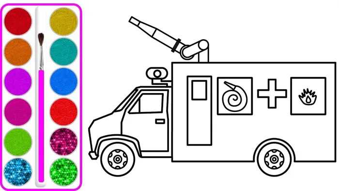 Dạy bé vẽ và tô màu xe cứu hỏa | Dạy bé vẽ | Dạy bé tô màu | How to draw  Fire truck for kid