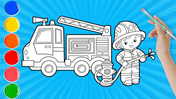 Hướng dẫn vẽ và tô màu lính cứu hỏa cho bé | Vẽ tranh chủ đề ước mơ của bé  | How to draw the firemen