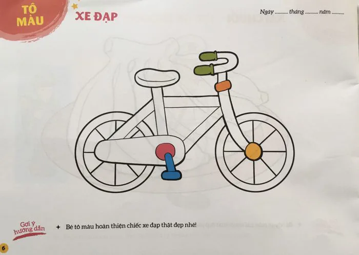 HĐ Tạo hình: Tô màu chiếc xe đạp (Lứa tuồi MGB 3 - 4 tuổi)