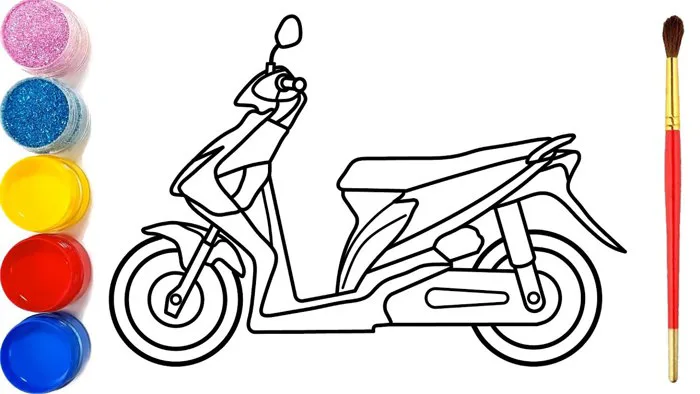 Vẽ và tô màu Xe máy tuyệt đẹp / Bé Học Tô Màu / Glitter Motorcycle Coloring  Pages For Kids