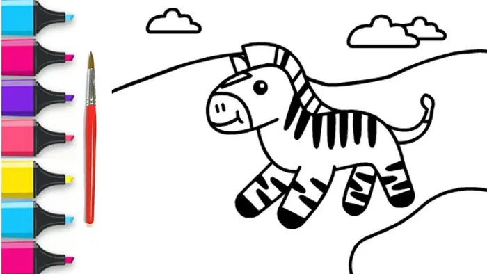 Vẽ tô màu con Ngựa Vằn - How to Drawing and Coloring a Zebra #200