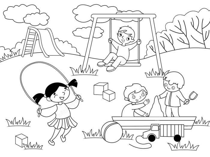 Tranh tô màu cầu trượt
