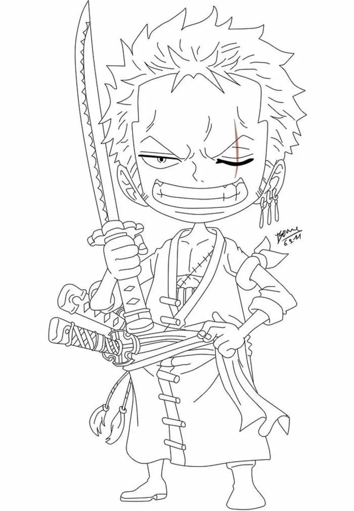Tô màu Roronoa Zoro Đáng Yêu - Trang Tô Màu Cho Bé
