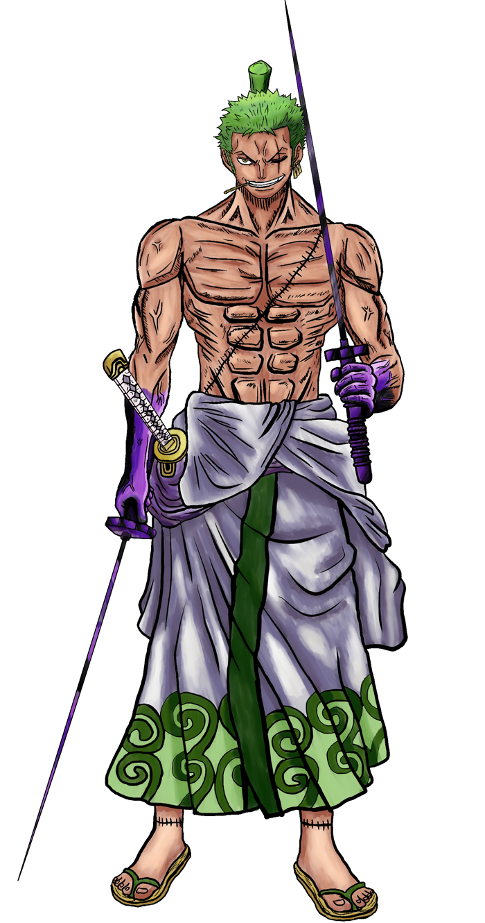 Zoro, Wano không mặc áo (Tranh vẽ/tô màu bởi tôi) : r/OnePiece