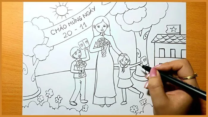 Cách vẽ tranh 20-11 tri ân thầy cô đơn giản và đẹp nhất