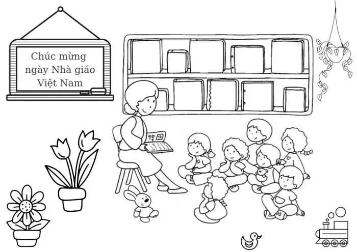 MẪU TÔ MÀU CHO BÉ CHÚC MỪNG NGÀY 20/11