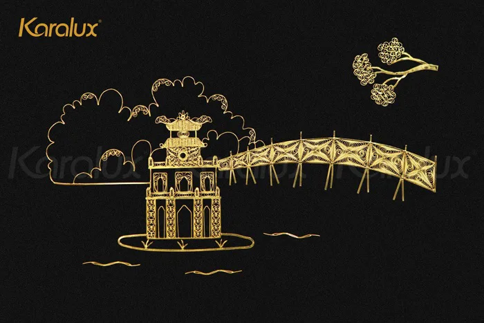 Tranh Hồ Gươm mạ vàng 24K - Quà tặng ngoại giao ý nghĩa Tranh Hồ Gươm mạ vàng 24K - Quà tặng ngoại giao ý nghĩa