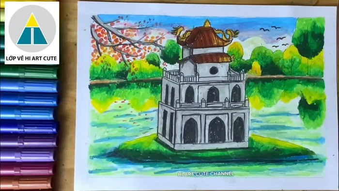 Hướng dẫn vẽ HỒ GƯƠM | Vẽ tranh phong cảnh quê hương | Vẽ HỒ HOÀN KIẾM Hướng dẫn vẽ HỒ GƯƠM | Vẽ tranh phong cảnh quê hương | Vẽ HỒ HOÀN KIẾM