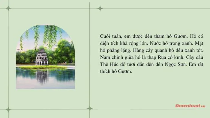 Kể về cảnh đẹp của Hồ Gươm (22 mẫu) - Tập làm văn lớp 2 Kể về cảnh đẹp của Hồ Gươm (22 mẫu) - Tập làm văn lớp 2